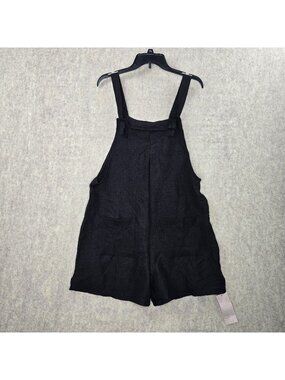 Emery Rose Womens Black Sleeveless Romper Adjustable Tie-Strap Pockets L Casual